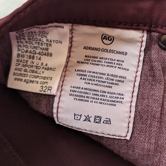 AG The Prima Jean High Rise Skinny Cigarette Stretch Sateen Deep Currant 32 NWT - Picture 14 of 16